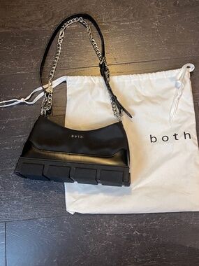 BOTH black shoulder crossbody bag handbag cloth rubber with dust bag